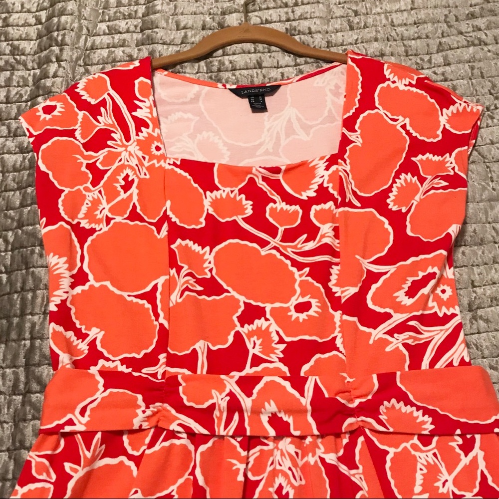 LANDS’ END Floral Square Neck Knit Dress